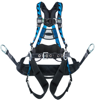 Miller AirCore Tower Climbing w/Aluminum Hardware Blue Harness w/Front & Side D-Rings Lumbar Pad - Belt - Removable Bos'n Chair with Side D-rings Universal (Large/XL) - AAT-QCBCUB