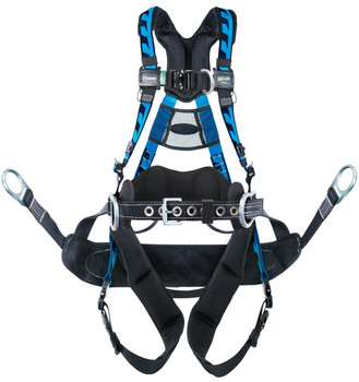 Miller AirCore Tower Climbing w/Aluminum Hardware Blue Harness w/Front & Side D-Rings Lumbar Pad - Belt - Removable Bos'n Chair with Side D-rings Small/Medium - AAT-QCBCSMB