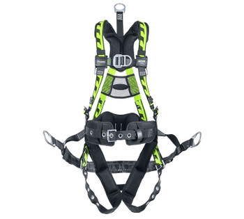 Miller AirCore Oil & Gas Green Harness w/Front D-Ring - Lumbar Pad - Belt - Back D-Ring Extension 4X - ACOG-TB4XG