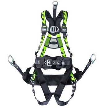 Miller AirCore Oil & Gas Green Harness w/Front D-Ring - Lumbar Pad - Belt - Back D-Ring Extension - Bos'n Chair w/Side D-rings and Seat Sling Universal (Large/XL) - ACOG-TBSSUG