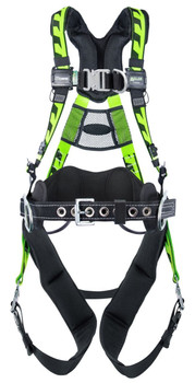 Miller AirCore Tower Climbing Steel Hardware Green Harness w/Front & Side D-Rings Lumbar Pad - Belt - Universal (Large/XL) - ACT-QCUG