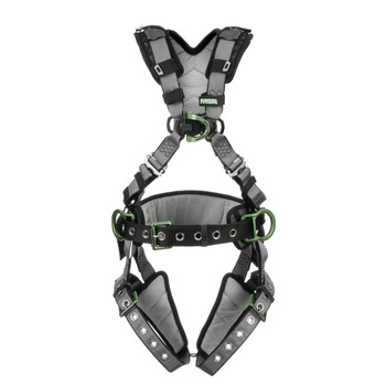 MSA V-FIT 10195173 Construction/Climbing Full Body Harness w/Tongue Buckle Leg Straps - Shoulder & Leg Padding - Standard (M/L)