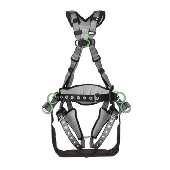 MSA V-FIT 10218048 Tower Climbing Full Body Harness w/Tongue Buckle Leg Straps - Shoulder & Leg Padding - Standard (M/L)