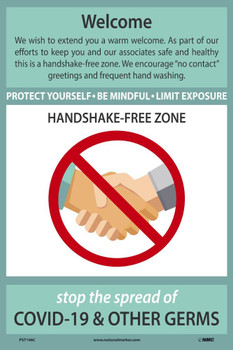 Welcome Handshake Free Zone Poster - 18 X 12 - .015 Unrip Vinyl Poster - PST146C