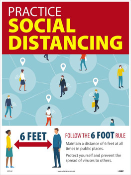 Practice Social Distancing Poster - 24 X 18 Polytag - PST147