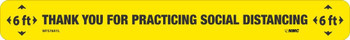 Temp Step - Thank You Social Distancing - Black/Yellow - 2.25 X 20 -Non-Skid Smooth Adhesive Backed Removable Vinyl - Pk10 - WFS78AYL10