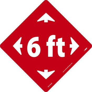 Temp Step - 6 Ft Arrow Graphic - Red/White - 12 X 12 -Non-Skid Smooth Adhesive Backed Removable Vinyl - WFS79ARD