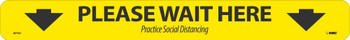 Walk On - Please Wait Here Shopping Arrow - Black On Yellow - Floor Sign - 2.25 X 20 - Non-Skid Textured Adhesive Backed Vinyl - Pk10 - WFS8110