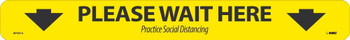 Temp Step - Please Wait Here Shopping Arrow - Black/Yellow - 2.25 X 20 - Non-Skid Smooth Adhesive Backed Removable Vinyl - WFS81A