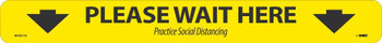 Texwalk - Please Wait Here Shopping Arrow - Black/Yellow - 2.25 X 20 - Removable Adhesive Backed - Slip-Resistant Floor Sign - WFS81TX