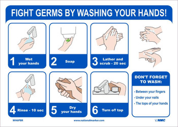 Fight Germs By Washing Your Hands - 10X14 - Removable PS Vinyl - WH6PBR