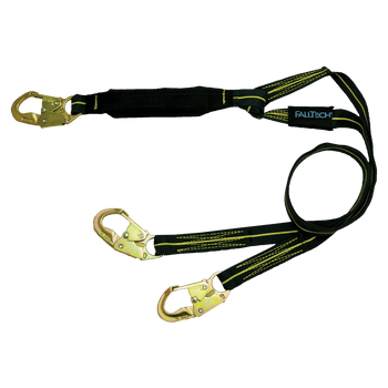 FallTech 6' WeldTech Kevlar Energy Absorbing Lanyard Double-leg with Steel Snap Hooks - 8242Y