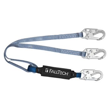 FallTech 4' ViewPack Energy Absorbing Lanyard Double-leg with Steel Snap Hooks - 826084