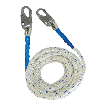 FallTech 50' Premium Polyester Blend Vertical Lifeline with Double-hooks - 8150DH