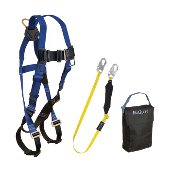 FallTech Harness and Lanyard 3-pc Kit Including Small Storage Bag (7015 8256LT 5005P) - KIT156LT5P