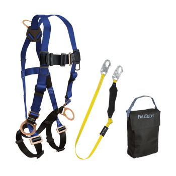 FallTech Harness and Lanyard 3-pc Kit Including Small Storage Bag (7017 8256LT 5005P) - KIT176LT5P