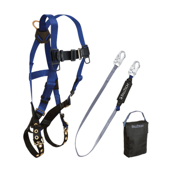 FallTech Harness and Lanyard 3-pc Kit Including Small Storage Bag (7016 8256 5005P) - 9000FW