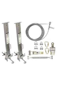 FallTech 60' SteelGrip Temporary Cable HLL System and Stanchions with 12" beam clamps - 6036012