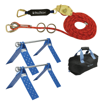FallTech 60' Temporary Rope HLL System; 2-person with Kernmantle Rope and Dual Truss Roof Anchors - 7432602K