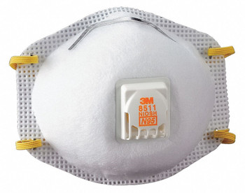 3M 8511 N95 Particulate Dust Mask with Cool Flow Exhalation Valve 80 Masks (8 Box of 10 Masks)