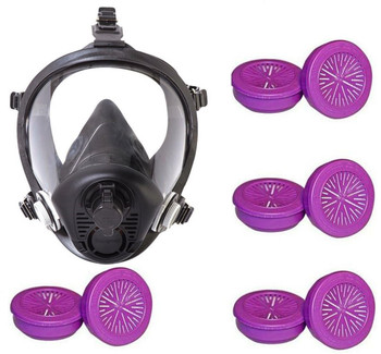 North by Honeywell RU6500 Full Face Silicone Respirator + 4 Pair North 7580P100 Filter Combo (S,M,L)