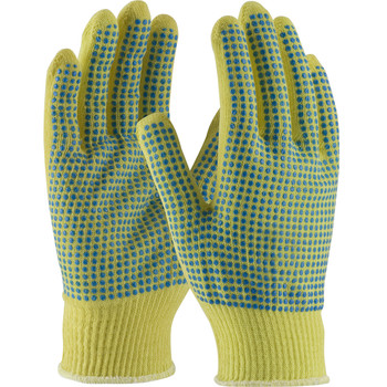 Kut Gard Seamless Knit DuPont Kevlar Glove w/Double-Sided PVC Dot Grip - Light Weight - Yellow - 1/DZ - 08-K200PDD