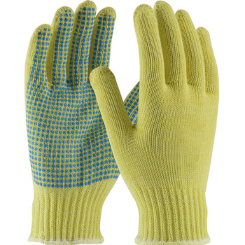 Kut Gard Seamless Knit DuPont Kevlar Glove w/PVC Dot Grip - Medium Weight - Yellow - 1/DZ - 08-K300PD