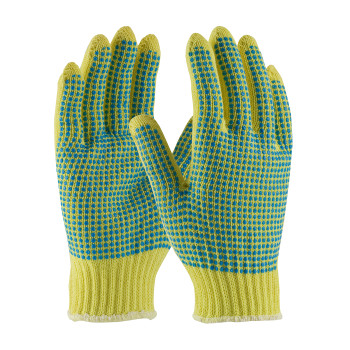 Kut Gard Seamless Knit DuPont Kevlar Glove w/Double-Sided PVC Dot Grip - Medium Weight - Yellow - 1/DZ - 08-K300PDD
