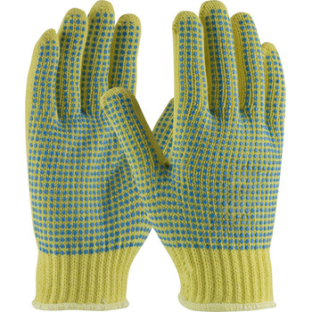 Kut Gard Seamless Knit DuPont Kevlar Glove w/Double-Sided PVC Dot Grip - Heavy Weight - Yellow - 12/DZ - 08-K350PDD