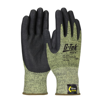 G-Tek KEV Seamless Knit DuPont Kevlar Blended Glove w/Nitrile Coated Foam Grip on Palm & Fingers - Yellow - 1/DZ - 09-K1600