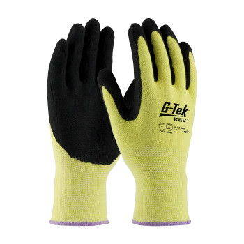 G-Tek KEV Seamless Knit DuPont Kevlar Glove w/Double-Dipped Nitrile Coated MicroSurface Grip on Palm & Fingers - Medium Weight - Yellow - 1/DZ - 09-K1660