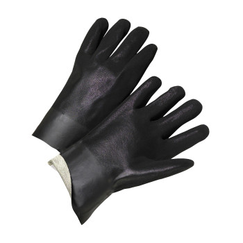 PIP PVC Dipped Glove w/Interlock Liner & Rough S&y Finish  - 12" Length - Black - 1/DZ - 330-WC1027RF