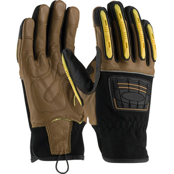 PIP Goatskin Leather Palm Glove w/Leather Back & Kevlar Blended Liner - Dorsal Impact Protection - Brown - 12/PR - 120-4150
