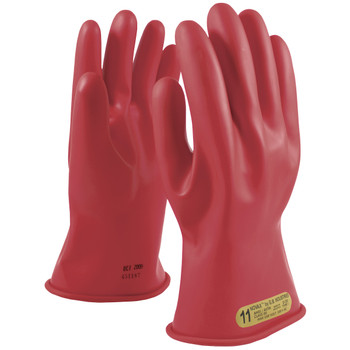 NOVAX Insulating Gloves Class 00 Rubber Glove w/Straight Cuff - 11" - Red - 1/PR - 153-00-11