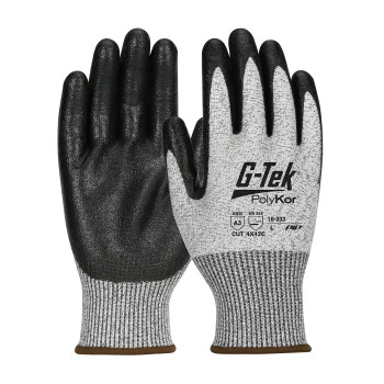 G-Tek PolyKor Seamless Knit Blended Glove w/Nitrile Coated MicroSurface Grip on Palm & Fingers - Salt Pepper - 1/DZ - 16-333