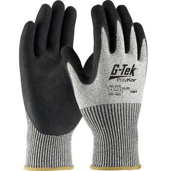 G-Tek PolyKor Seamless Knit Blended w/Double-Dipped Nitrile Coated MicroSurface Grip on Palm & Fingers - Salt Pepper - 1/DZ - 16-350