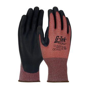 G-Tek PolyKor X7 Seamless Knit Blended Glove w/NeoFoam Coated Palm & Fingers - Touchscreen Compatible - Burgundy - 1/DZ - 16-368