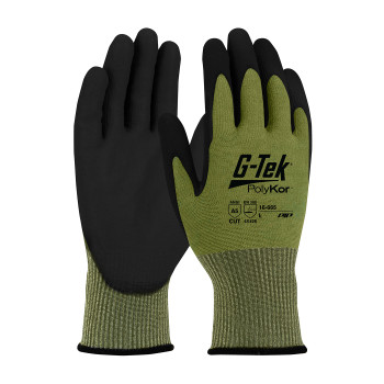 G-Tek PolyKor Seamless Knit Blended Glove w/Polyurethane Coated Flat Grip on Palm & Fingers - Green - 1/DZ - 16-665
