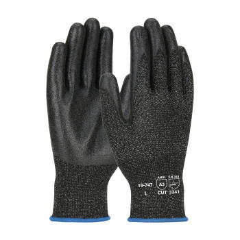 G-Tek PolyKor Seamless Knit Blended Glove w/PVC Coated Smooth Grip on Palm & Fingers - Black - 1/DZ - 16-747