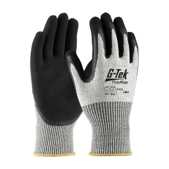 G-Tek PolyKor Seamless Knit Blended Glove w/Double-Dipped Latex Coated MicroSurface Grip on Palm & Fingers - Salt Pepper - 1/DZ - 16-815