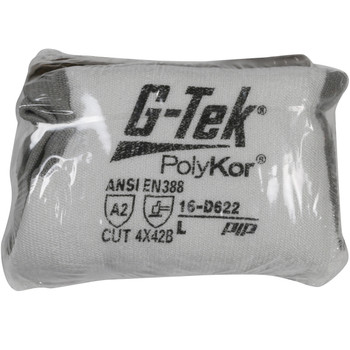 G-Tek PolyKor Seamless Knit Blended Glove w/Polyurethane Coated Flat Grip on Palm & Fingers - Vend-Ready - White - 6/PR - 16-D622V