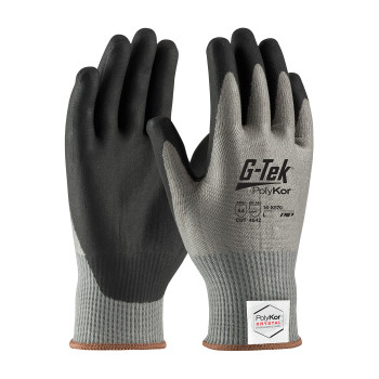 G-Tek PolyKor Xrystal Seamless Knit Blended Glove w/NeoFoam Coated Palm & Fingers - Touchscreen Compatible - Gray - 1/DZ - 16-X570