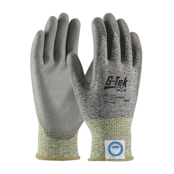 G-Tek 3GX Seamless Knit Dyneema Diamond Blended Glove w/Polyurethane Coated Flat Grip on Palm & Fingers - Salt Pepper - 1/DZ - 19-D320