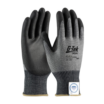 G-Tek 3GX Seamless Knit Dyneema Diamond Blended Glove w/Polyurethane Coated Flat Grip on Palm & Fingers - Gray - 1/DZ - 19-D326