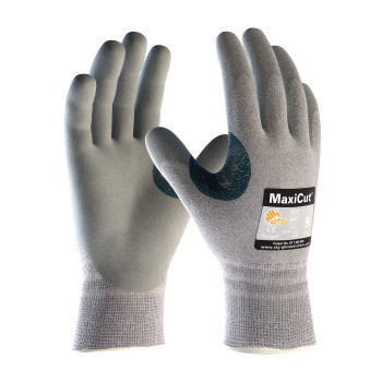 MaxiCut Seamless Knit Dyneema / Engineered Yarn Glove w/Nitrile Coated MicroFoam Grip on Palm & Fingers - Gray - 1/DZ - 19-D470