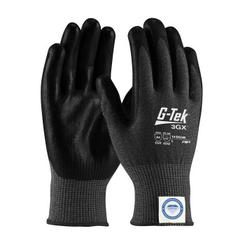 G-Tek 3GX Black Seamless Knit Dyneema Diamond Blended Glove w/Polyurethane Coated Flat Grip on Palm & Fingers - Touchscreen Compatible - - 1/DZ - 19-D526B