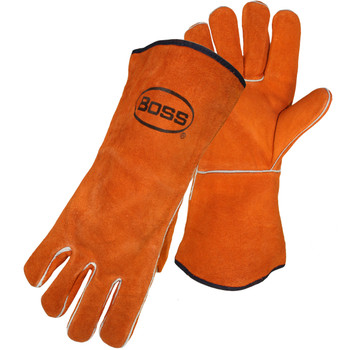 Boss Regular Grade Split Cowhide Leather Welder's Glove w/Cotton Lining - DISCONTINUED - Rust - 12/PR - 1JL0943K