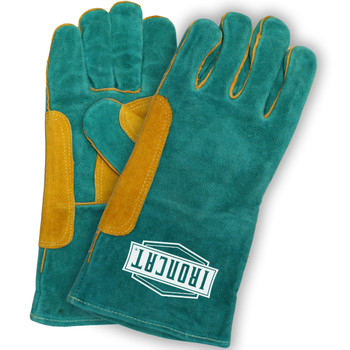 Ironcat Regular Grade Split Cowhide Leather Welder's Glove w/Cotton Lining - DISCONTINUED - Teal - 12/PR - 330-PIP-1JL0946K