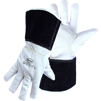 Boss Premium Grade Top Grain Goatskin Leather Drivers Glove w/Aramid Blended Lining - Gauntlet Cuff - Natural - 12/PR - 1JL4061CG