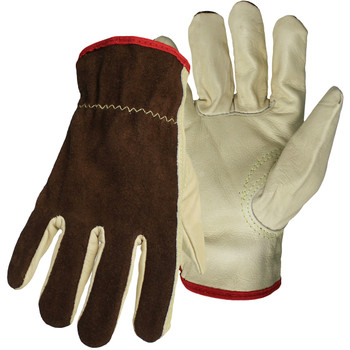 PIP Regular Grade Top Grain Leather Drivers Glove w/Brown Split Cowhide Back & Aramid Stitching - Keystone Thumb - Brown - 12/PR - 1JL9066K